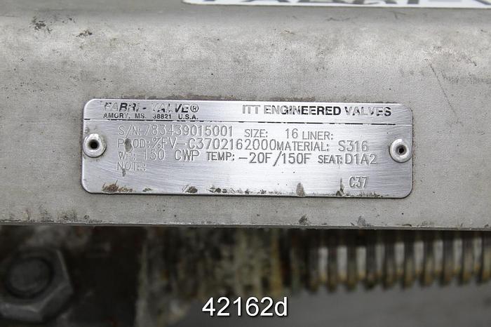 Used Fabri-Valve 16" Hand Operated Knife Gate Valve #42162