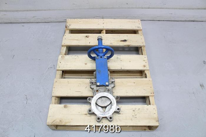 Used Orbinox 4"  V-Port Hand Operated Knife Gate Valve #41798