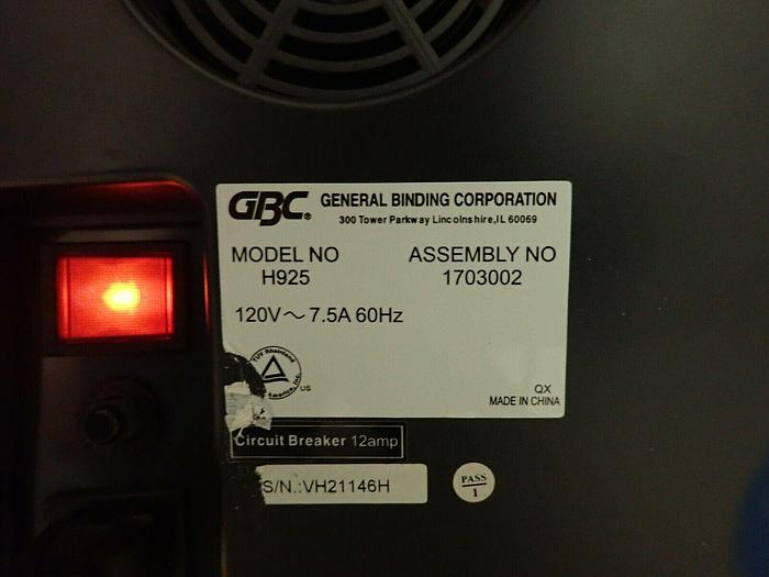 Used GBC General Binding Model H925 HeatSeal Sprint Automatic Roll Laminator