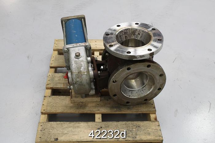 Used Jamesbury 8" 3-Way V-Ball Valve, CF8M Body #42232