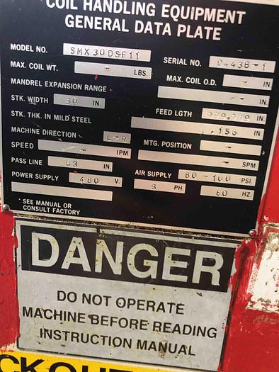 Used 30" X .250 MAX CWP SERVO FEED LINE