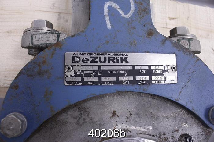 Used Dezurik 3" Hand Operated Knife Gate Valve, Stainless Steel #40206