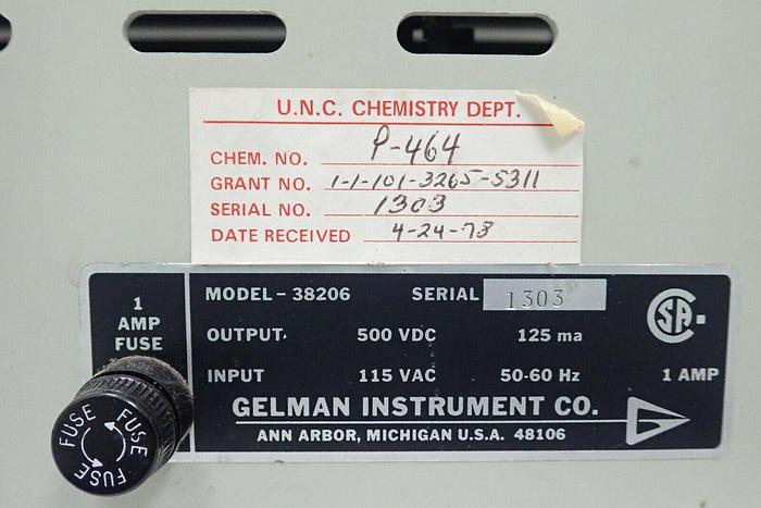 Used Gelman Instrument Company Model 38206 Power Supply