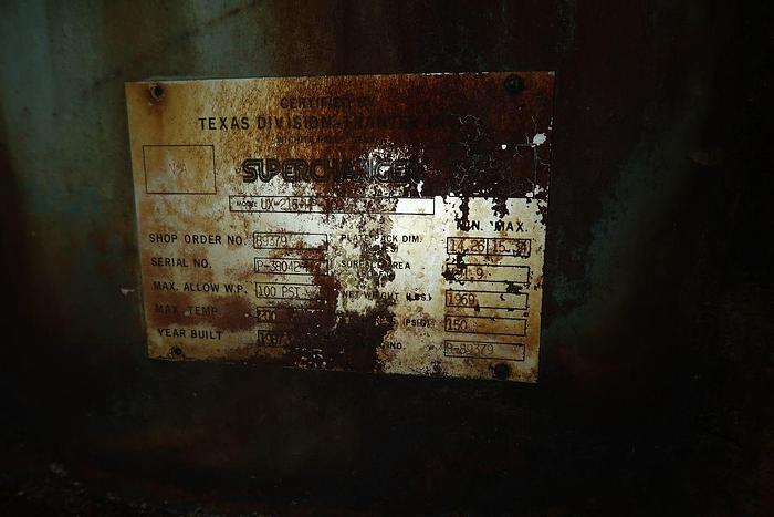 Used 1987 SUPERCHANGER UX-216-HP-109 PLATE TYPE HEAT EXCHANGER