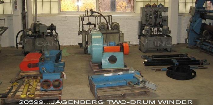 Used Jagenberg VARI-STEP 30 Two-Drum Winder, 2400 Mm Nominal Trim Width, 2000 Fpm, 100 Mm/3.94" Min. Slitting Width, (5) Jagenberg Shear Cut 200Mm Top Slitters, 3.94" Min Slitting Width, 24" Dia X 100.4" Face Back Drum, #20599