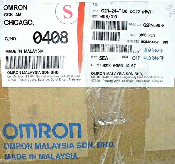 Omron G2R-24-T130-DC22 SDN BHD General Purpose Relay (22 VDC) Lot of 1,000 "NEW"