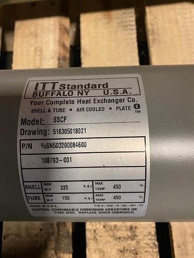 Used ITT STANDARD MDL.SSCF HORIZONTAL SHELL & TUBE  HEAT EXCHANGER  316SS