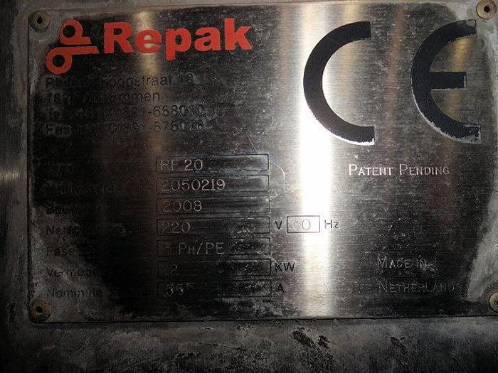 Used 2008 REPACK ROLLSTOCK PACKAGER, 18" WIDE BETWEEN CHAINS, 220 VOLT, BUILT 2008 RE-20