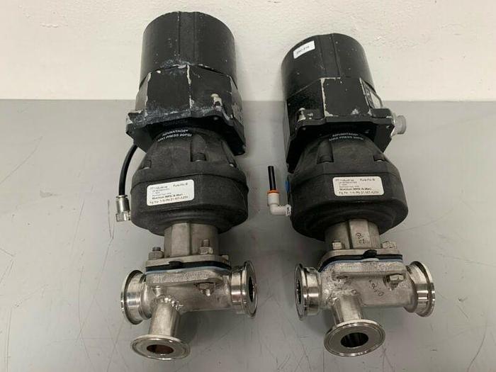 Used ITT Pure-Flo A209 Stainless Steel 3-Way Diaphragm Valve w/ 2" Sanitary Fittings
