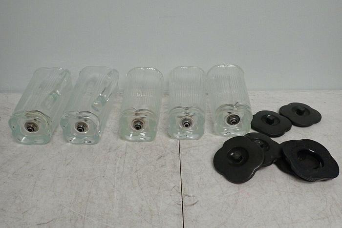 Used Lot of 5 Waring Clover Leaf 40-oz 5-cup Glass Blender Jars with 7 Lids/Covers