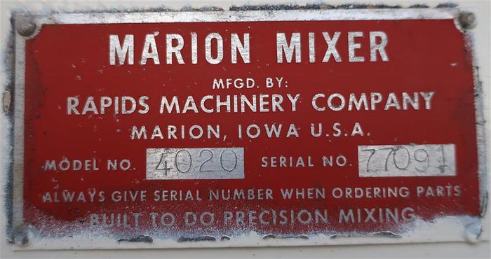 Used 45 CU. FT. MARION PADDLE MIXER/BLENDER - C/S - 20 HP (#9867)