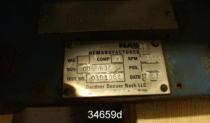 Used Nash CD663C Vacuum Pump, 2x2 #34659