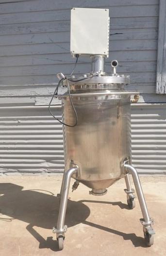 Used Tank, 25 Gallon, 316 Stainless Steel, Jacketed, Agitated, 18" X 28", 120 PSI, DT/DB #C743761