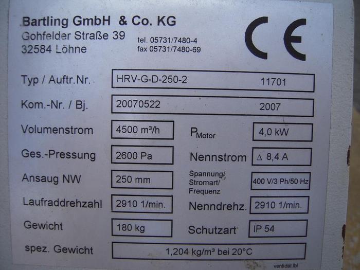 Gebraucht Absaugventilator Bartling 4,0 kW