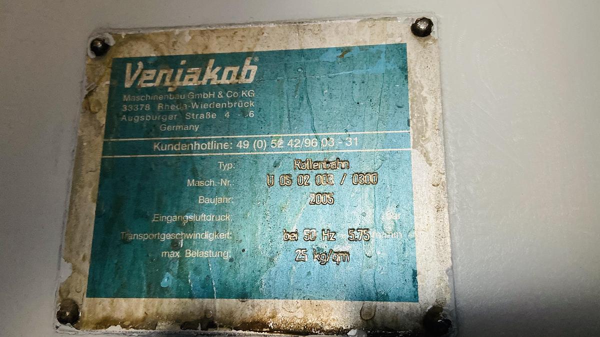 Used Venjakob roller conveyor, length 1,300 mm