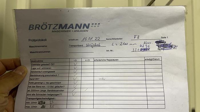 Used Juostos transportavimas Venjakob, ilgis 2100 mm