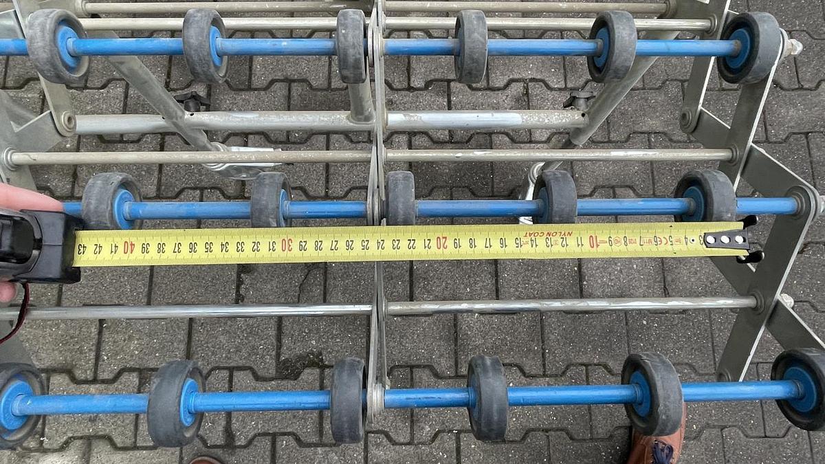 Scherenröllchenbahn Länge 3800 mm, Breite 1350 mm