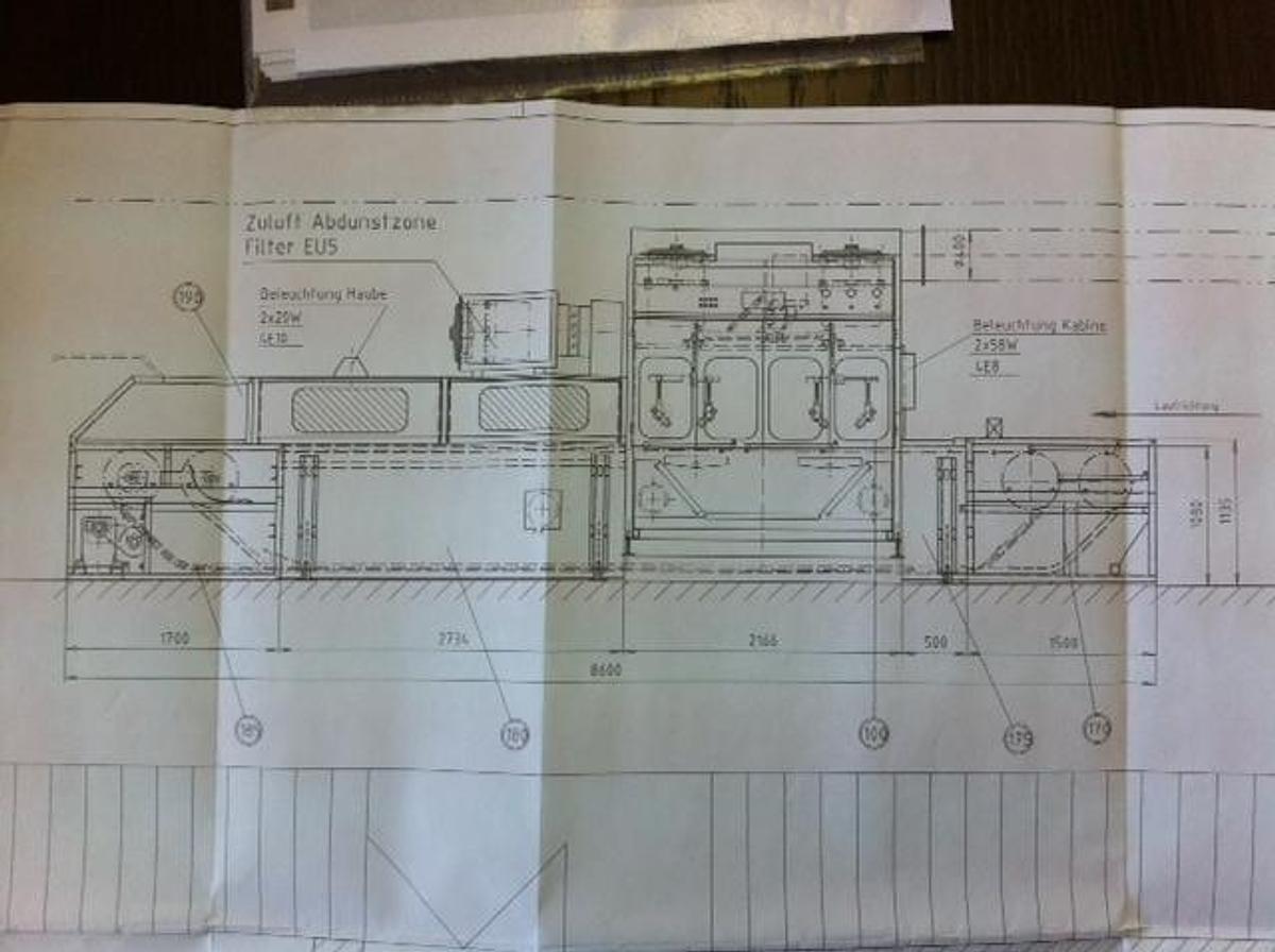 Used Venjakob HGS/-Duo/C painting system, pallet conveyor