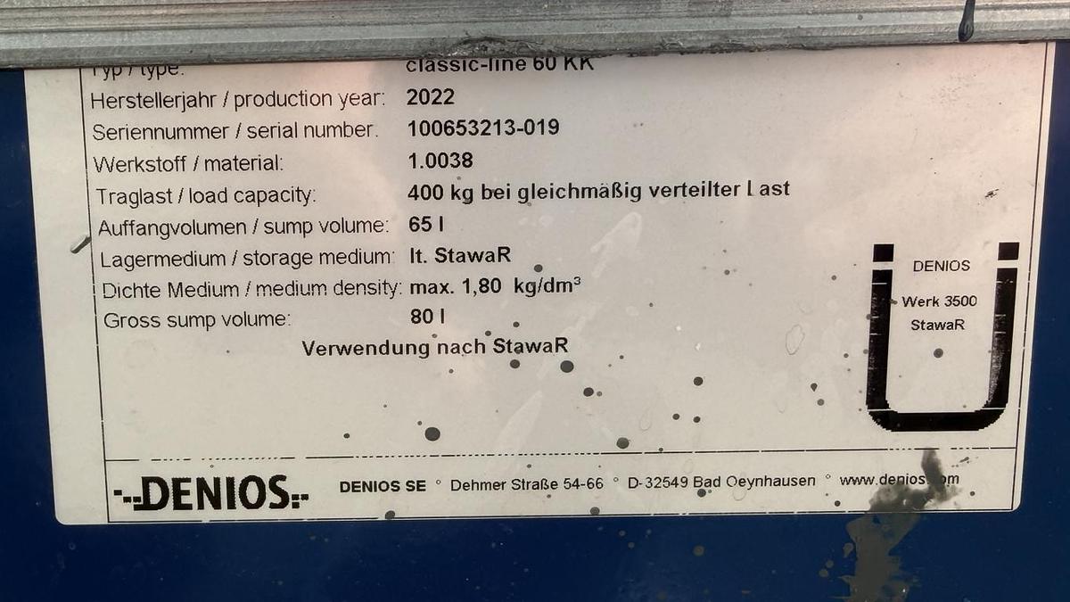Gebraucht Auffangwanne Denios 65 Liter, mit Gitterrosten