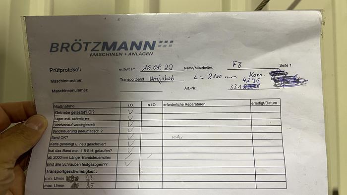 Used Venjakob belt conveyor, length 2,100 mm