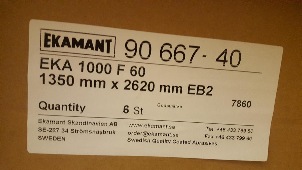 Used Abrasive belts 1350x2620 mm EB2, K 60 Ekamant
