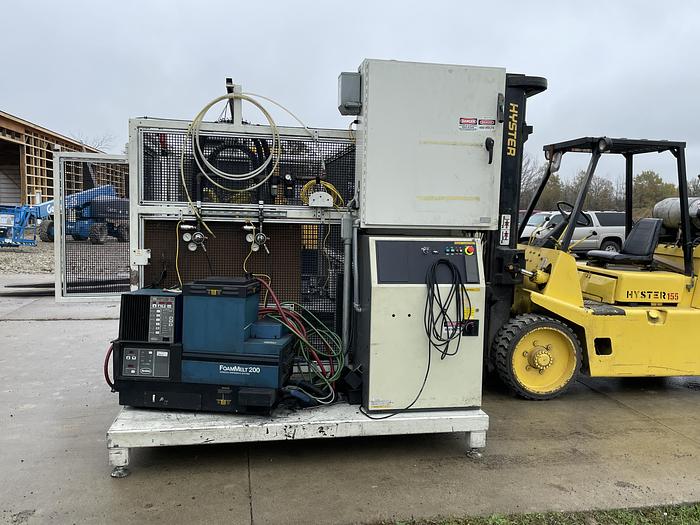 Used FANUC M10IA DUAL ARM ROBOTIC FOAM CELL WITH A/B SIDED INDEX TABLE/COULD CONVERT TO WELD CELL