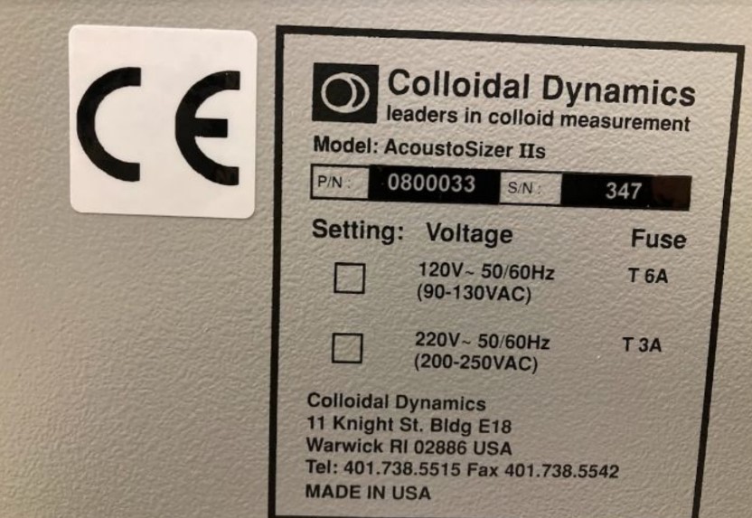 Used 2018 Colloidal Dynamics AcoustoSizer IIs