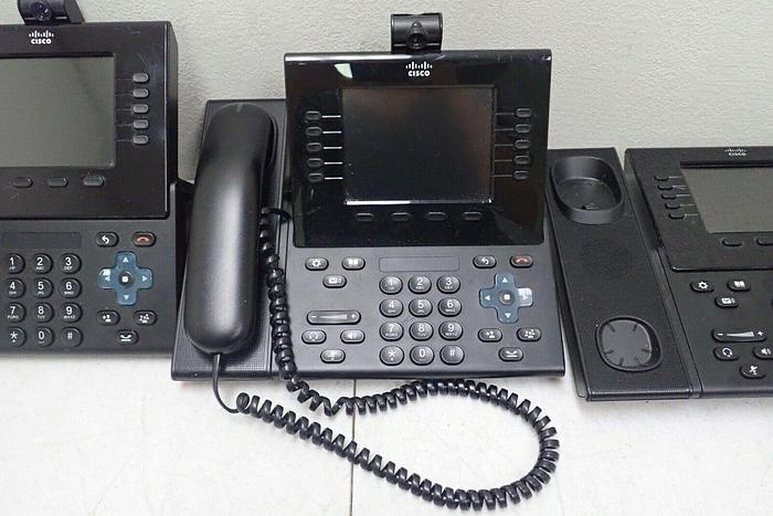 Used Lot of 3 Cisco Model CP-9951 UC Phones with 2 Stands and 1 Handset