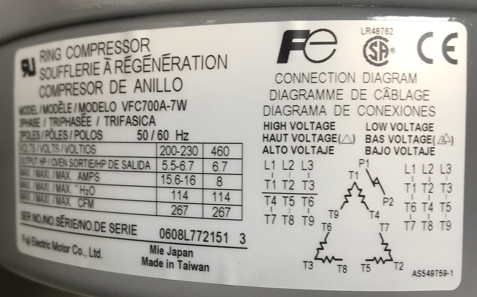 Used Fuji Ring Compressor VFC700A-7W
