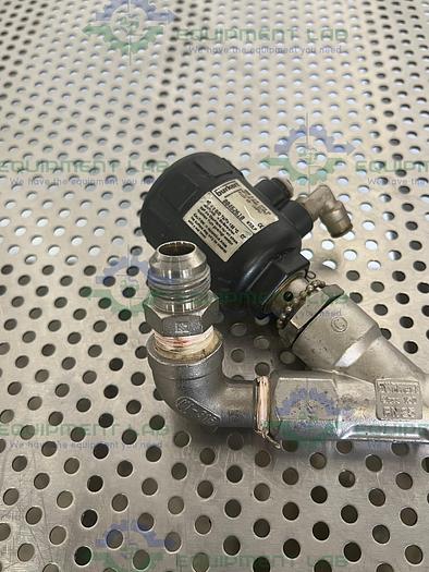 Used Burkert  00462610 Solenoid Valve 1/2 PTFE w/ Threaded to 1/2" NPT Fitting 145 PSI