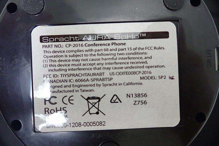 Used Spracht CP-2016 AURA SoHo Conference Speaker Phone w/ Adapter and User Guide