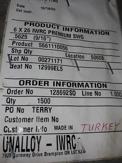 IWRC 9/16" 6X26 Premium SWG