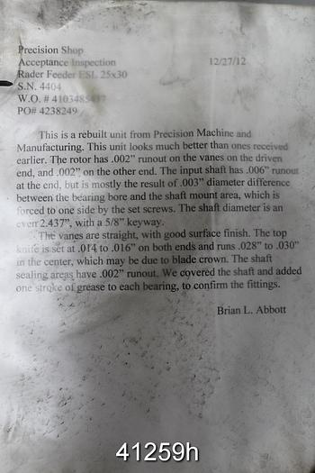 Refurbished Precision 25x30 CCW-R Chip Feeder, Rebuilt #41259