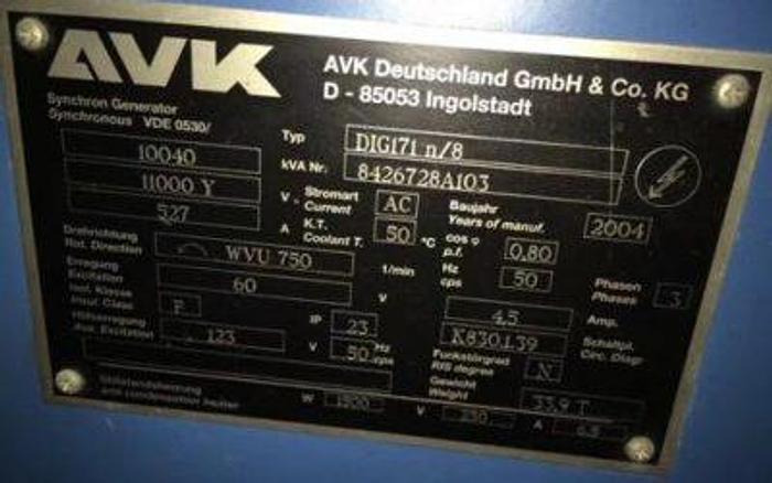 Used Wartsila 18V32 Engine with AVK Alternator.