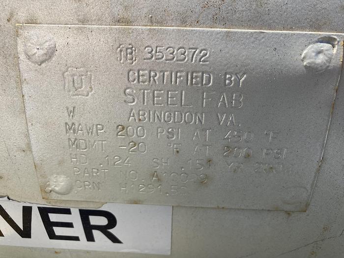 Used Used Steel Fab approximately 40 gallon horizontal carbon steel air receiver.