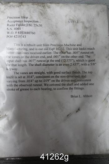 Refurbished Precision 25x30 CCW-R Chip Feeder, Rebuilt #41262