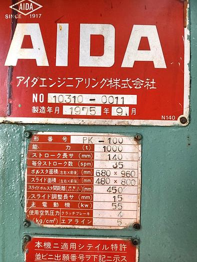 Used 1000 tons Press Cold Forging Aida PK-100