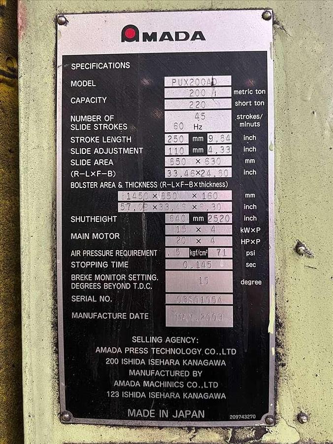 Used 2000 tons Hot Forging Line Nittan Massey MHFP2000-LW