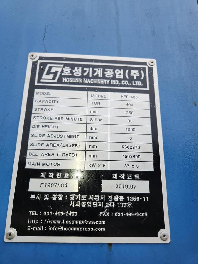 400 tons Press Hot Forging Hosung HFP400