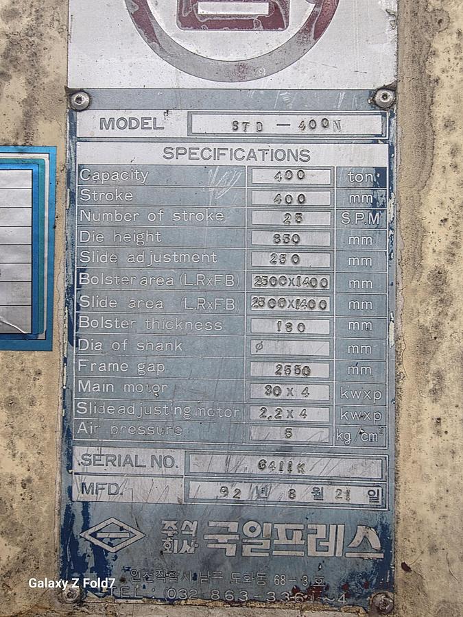 Used Sheet Stamping Line Mechanical KIA 800-500-400-400-400