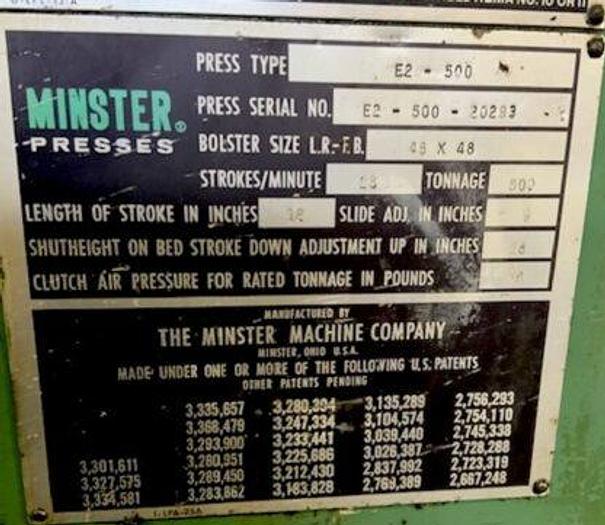 Used 1972 Minster E2-500-48-48