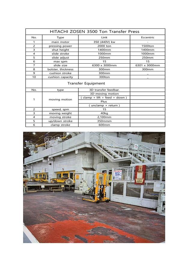Used 3500 tons Transfer Press Line