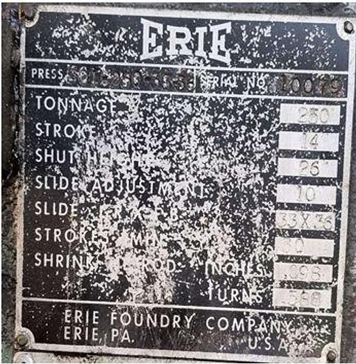 Used Press Hot Forging Erie