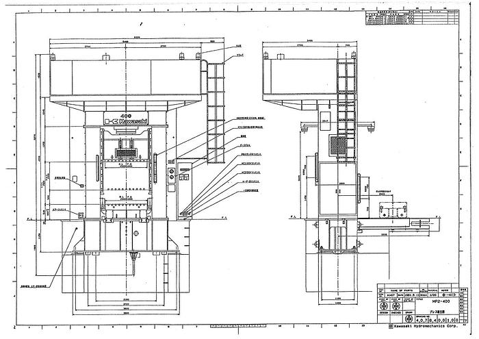 Used 400 tons Press Sheet Stamping Hydraulic Kawasaki