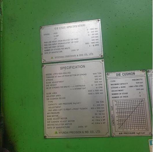Used Press Transfer Mechanical Hyundai TF2-1000-550x150
