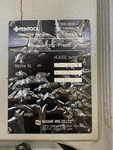 Used 630 tons Press Fineblanking Mechanical Neagari HFJ6300