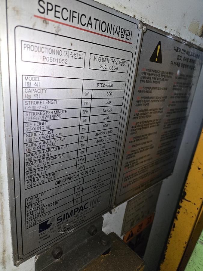 1400 tons Press Transfer Mechanical SIMPAC