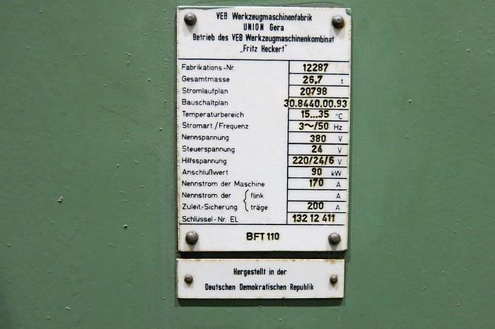 Used Borer Horizontal Table Type CNC BFT 110/NC