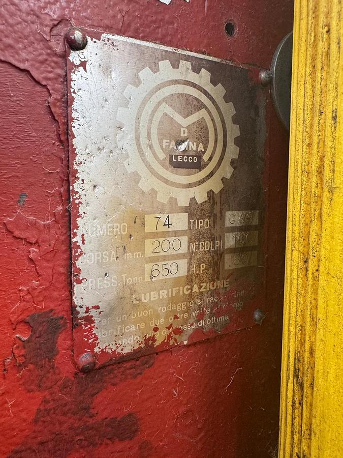 Used 650 tons Press Hot Forging Farina GAS650