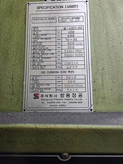 600 tons Sheet Stamping Line Mechanical Ssangyong 600-300-300-30